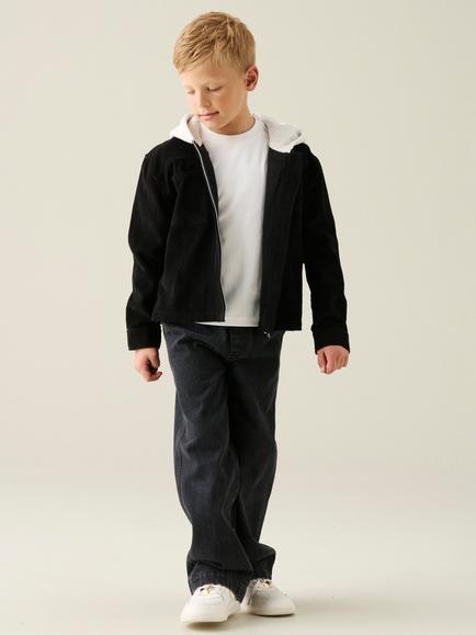 Angel & Rocket Kids' Sid Hooded Corduroy Shirt, Black - view 2, Black