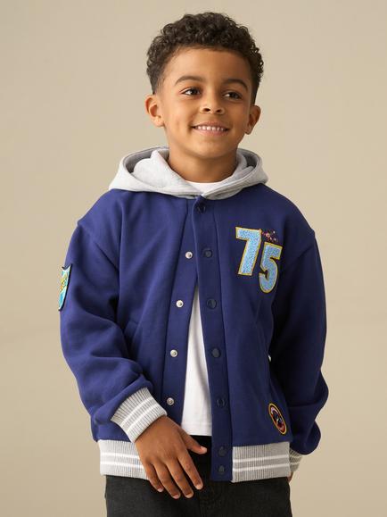 Angel & Rocket x Beano Kids' Varsity Jacket, Navy/Multi, Navy/Multi