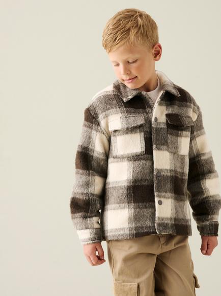 Angel & Rocket Kids' Odin Brushed Check Jacket, Brown/Multi, Brown/Multi