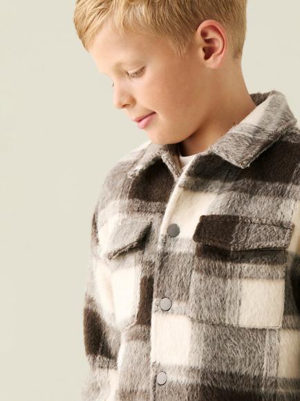 Angel & Rocket Kids' Odin Brushed Check Jacket, Brown/Multi - view 2, Brown/Multi