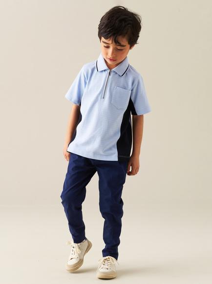 Angel & Rocket Kids' Kai Textured Colour Block Polo Shirt, Blue - view 2, Blue
