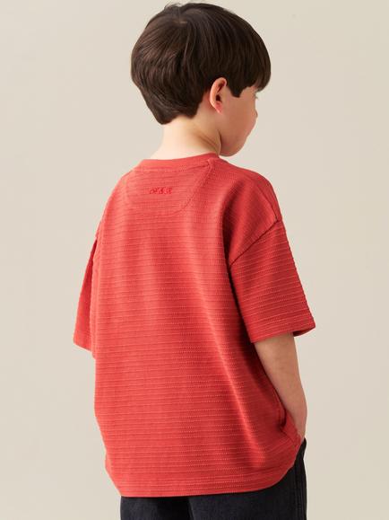 Angel & Rocket Kids' Nico Textured T-Shirt, Orange - view 2, Orange