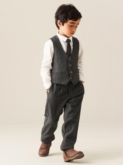 Angel & Rocket Kids' Benjamin Tailored Cotton Trousers, Brown - view 2, Brown