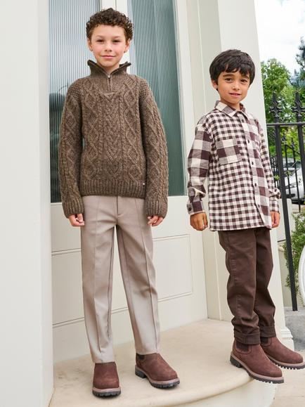 Angel & Rocket Kids' Luka Cotton Blend Jersey Trousers, Taupe - view 2, Taupe