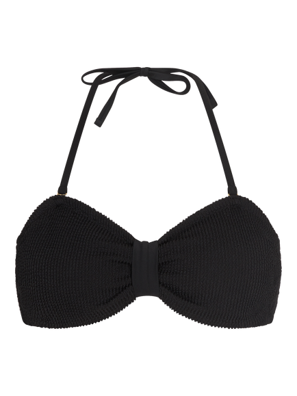 Accessorize Crinkle Textured Bandeau Bikini Top, Black, Black
