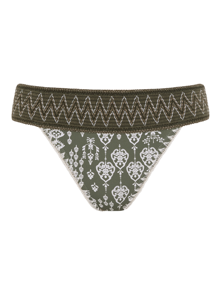 Accessorize Floral Print Band Bikini Top, Khaki, Khaki