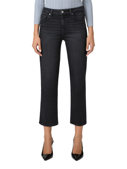 PAIGE Mason Mid Rise Straight Ankle Grazer Jeans - view 2, Ink Black