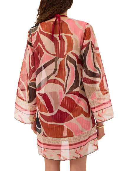 Accessorize Abstract Chiffon Mini Kaftan, Multi - view 2, Multi