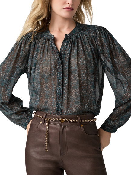 PAIGE Suri Silk Morris & Co Print Blouse, Blue/Multi, Blue Multi