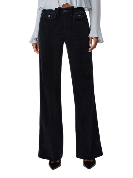 PAIGE Leenah Patch Pocket High Rise Wide Leg Jeans, Navy