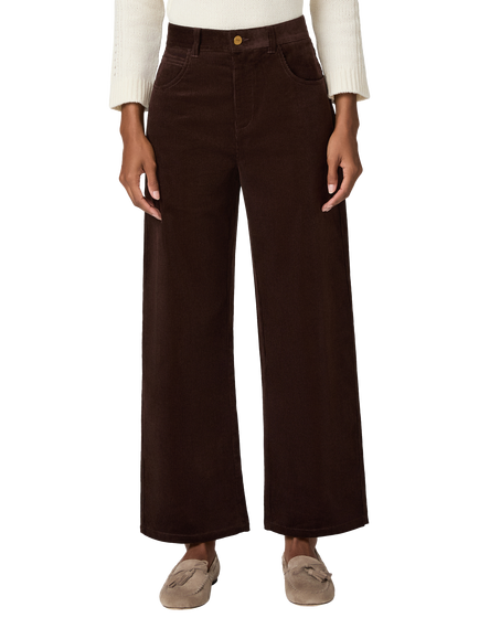 PAIGE Arellia Ankle Corduroy High Rise Barrel Leg Trousers, Marula Brown, Marula Brown
