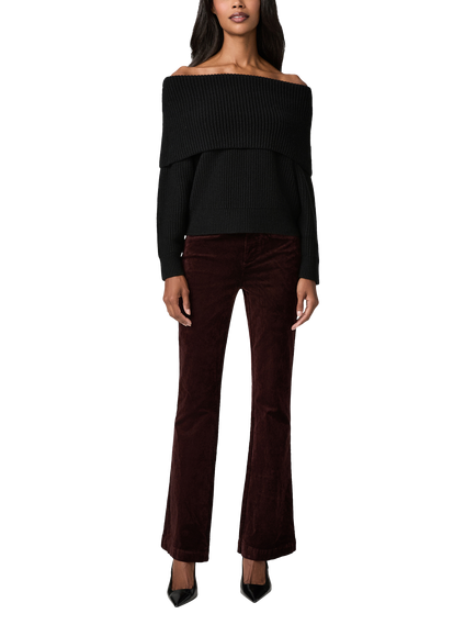 PAIGE Laurel Canyon 32" Velvet High Rise Bootcut Jeans, Burgundy - view 2, Burgundy