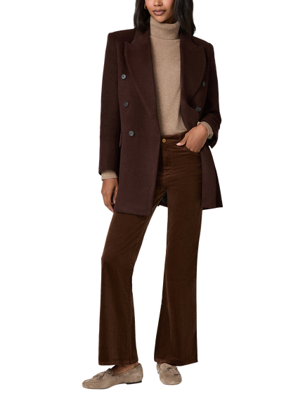 PAIGE Sofia Corduroy 31" Mid Rise Flared Trousers, Hickory, Hickory