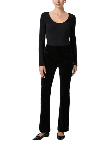 PAIGE Mason Ankle Straight Leg Velvet Trousers, Black Overdye, Black Overdye