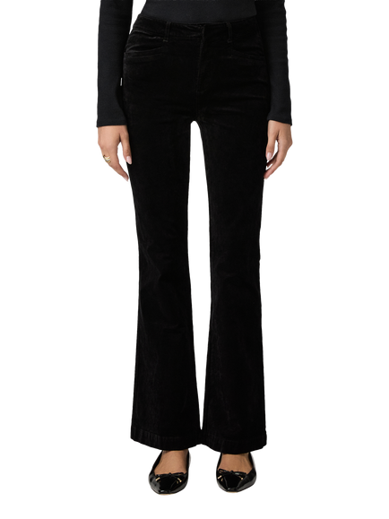 PAIGE Mason Ankle Straight Leg Velvet Trousers, Black Overdye - view 2, Black Overdye