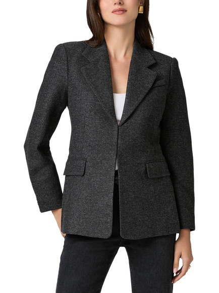 PAIGE Capelli Wool Rich Flannel Blazer, Charcoal - view 2, Charcoal
