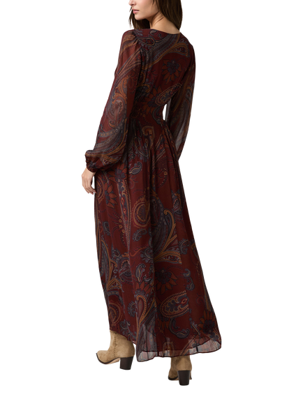 PAIGE Juna Paisley V-Neck Maxi Dress, Burgundy - view 2, Burgundy