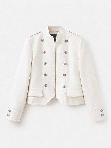 Mango Linen Napoleon Jacket, Beige, Beige