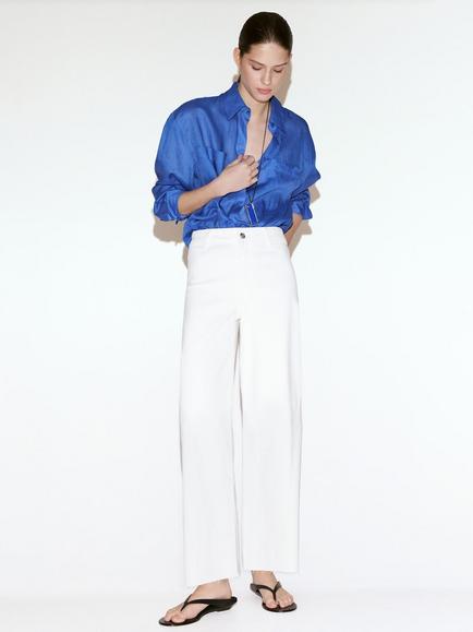 Mango Mid Rise Culotte Jeans, White, White
