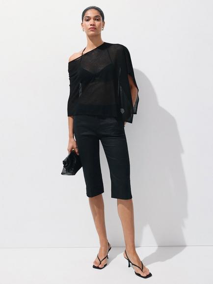 Mango Round Cape Top, Black, Black