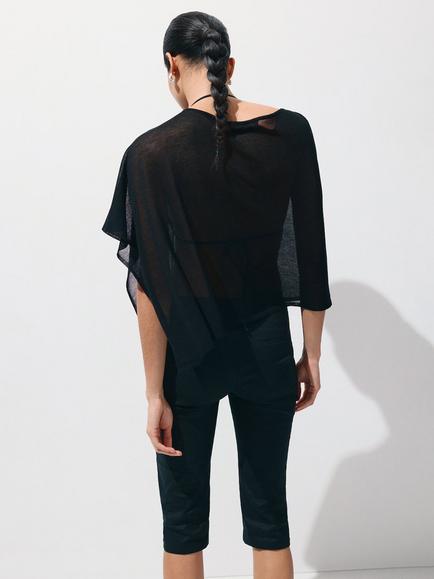 Mango Round Cape Top, Black - view 2, Black