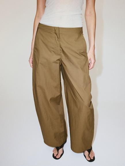Mango Wrap Sash Cotton Wide Leg Trousers, Khaki, Khaki