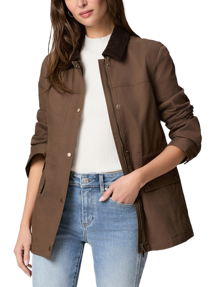 PAIGE Horizon Cotton Twill Barn Jacket, Brown - view 2, Brown