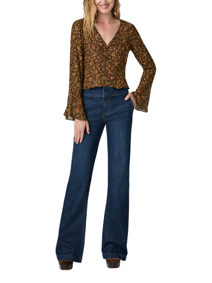 PAIGE Mila Floral Silk Rich Blouse, Brown/Multi, Brown Multi