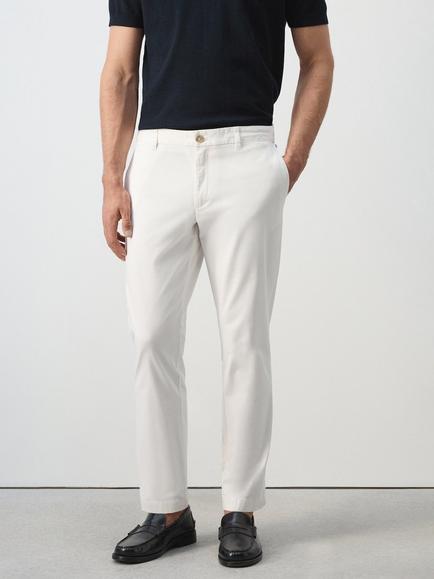 Mango Cotton Blend Chinos, Natural, Natural