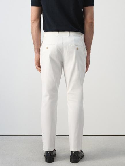 Mango Cotton Blend Chinos, Natural - view 2, Natural