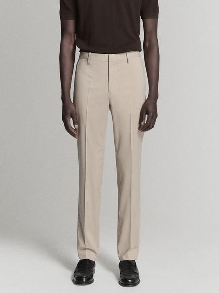 Mango Stretch Fabric Super Slim Fit Suit Trousers, Beige, Beige