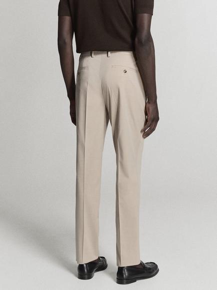 Mango Stretch Fabric Super Slim Fit Suit Trousers, Beige - view 2, Beige