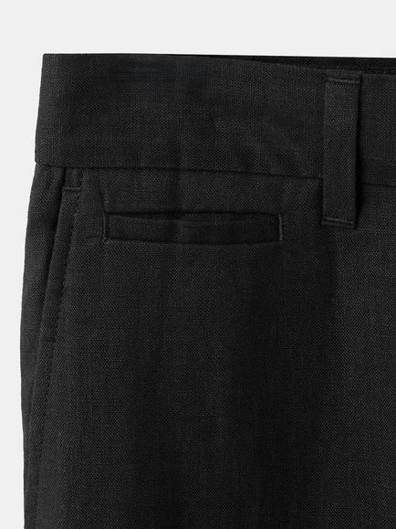 Mango Linen Slim Fit Trousers, Black - view 2, Black