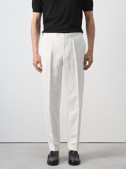 Mango Straight Leg Trousers, White, White