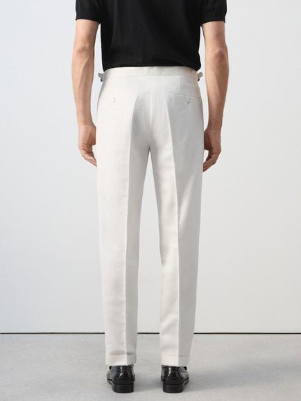 Mango Straight Leg Trousers, White - view 2, White