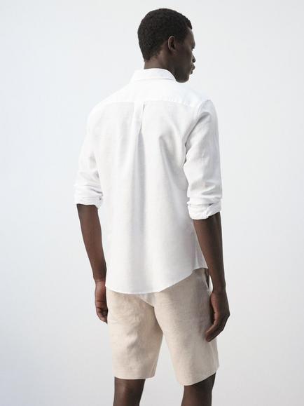 Mango Linen Blend Long Sleeve Shirt, White - view 2, White