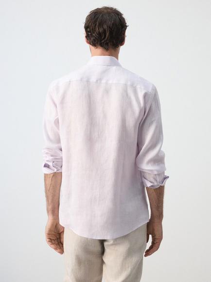 Mango Linen Long Sleeve Shirt - view 2, Pale Pink