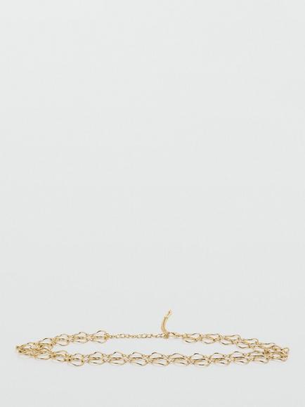 Mango Interlinked Circle Chain Belt, Gold, Gold