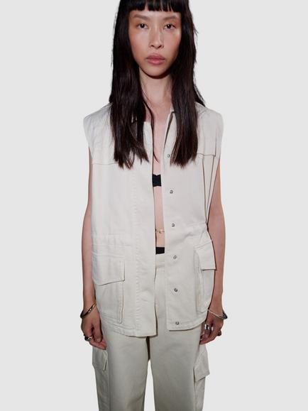 Mango Cotton Patch Pocket Gilet Vest, Raw, Raw