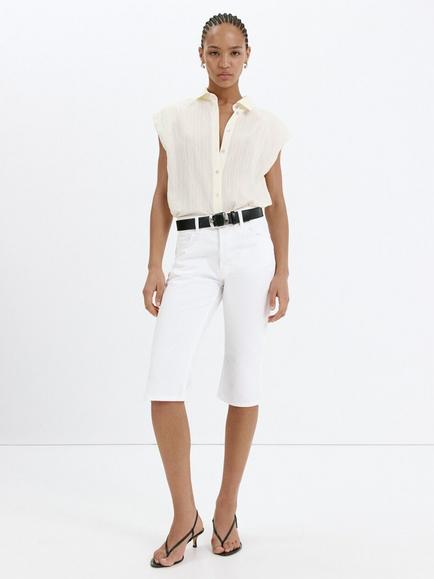 Mango Collared Sleeveless Blouse, Off White, Off White