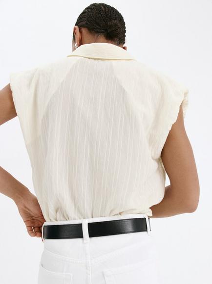 Mango Collared Sleeveless Blouse, Off White - view 2, Off White