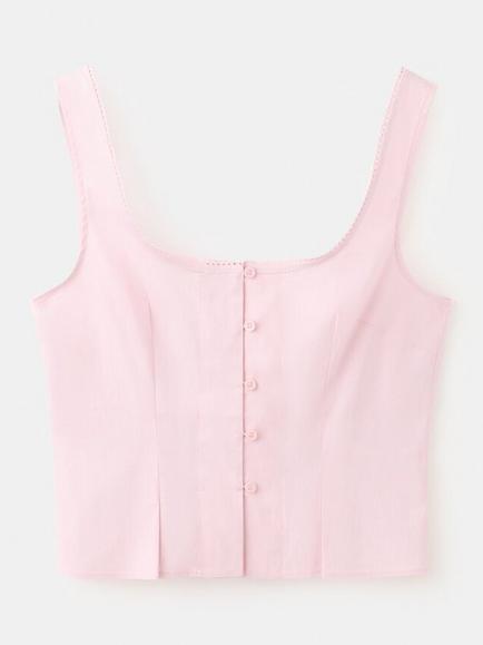 Mango Lola Cotton Rich Crop Top, Pastel Pink, Pastel Pink