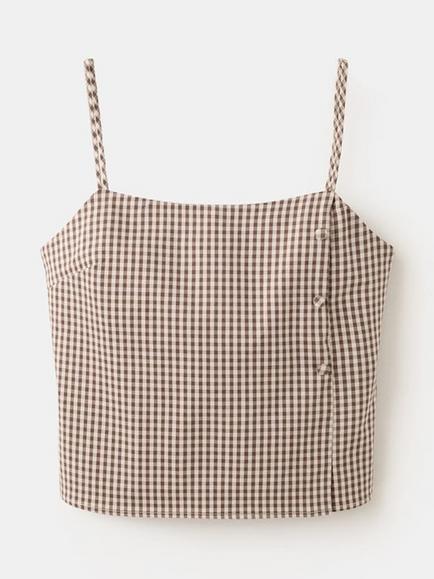 Mango Check Crop Top, Brown, Brown