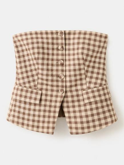 Mango Check Crop Top, Brown, Brown