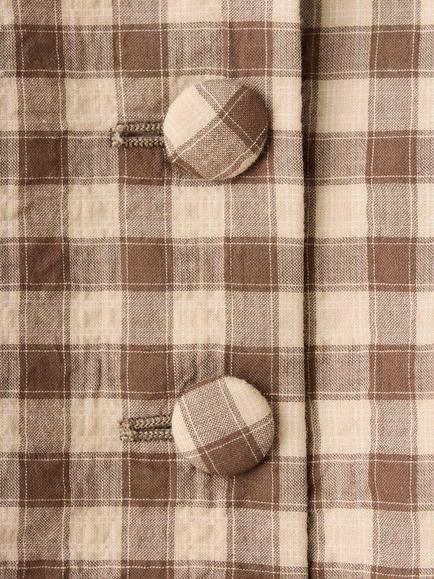 Mango Check Crop Top, Brown - view 2, Brown