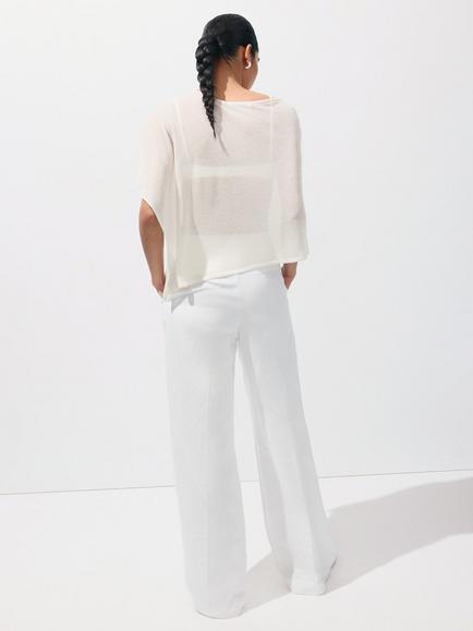 Mango Asymmetric Draped Cape Top, Off White - view 2, Off White