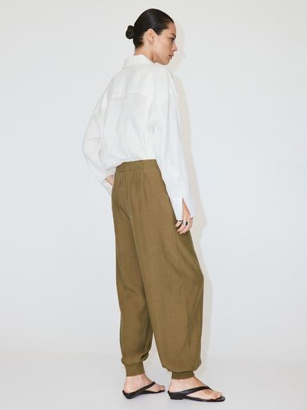 Mango Wide Leg Pleated Trousers, Khaki - view 2, Khaki