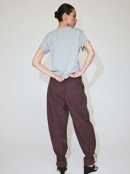 Mango Tie Cuff Balloon Trousers, Plum - view 2, Plum