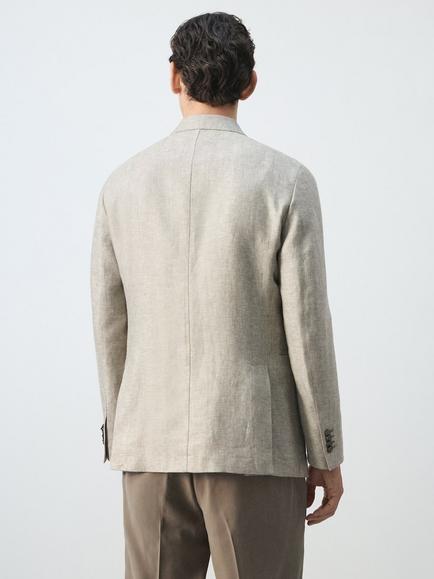 Mango Americana Linen Slim Fit Jacket, Cream - view 2, Cream
