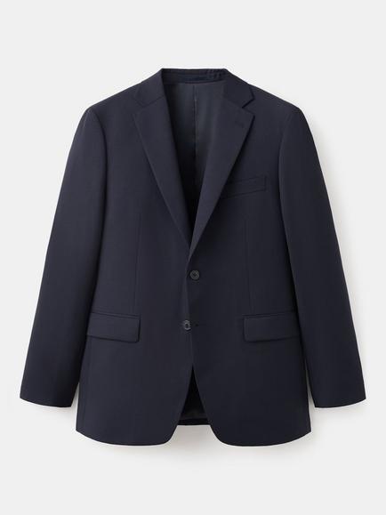Mango Wool Two-Button Single-Breasted Blazer, Navy, Navy